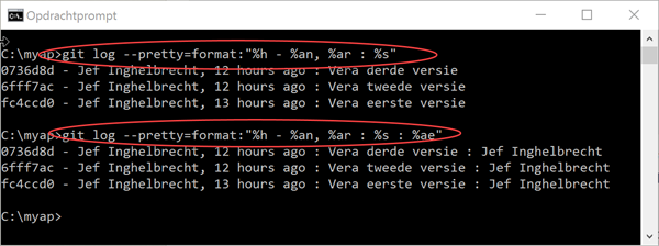 Git - log --pretty=format